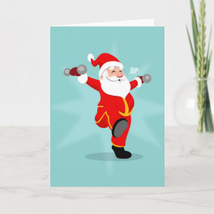 Kerstman doet fitnessoefeningen kaart