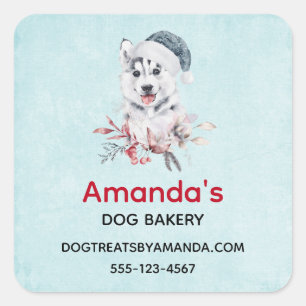 Kerstman Dog in een Santa Hat Business Vierkante Sticker