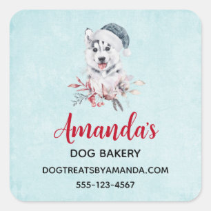Kerstman Dog in een Santa Hat Business Vierkante Sticker