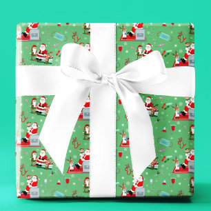 Kerstman Dokter Kerst met Kerstman Groen Cadeaupapier