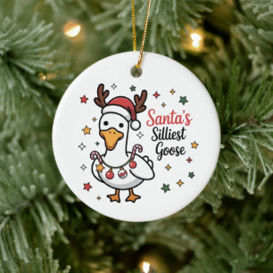 Kerstman Domme Gans Kerst Eend Grappig Schattig Keramisch Ornament