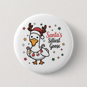 Kerstman Domme Gans Kerst Eend Grappig Schattig Ronde Button 5,7 Cm