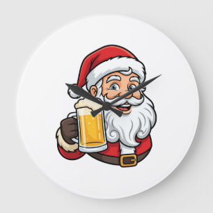 Kerstman Drinkende Bier Kerst Grafiek Grote Klok