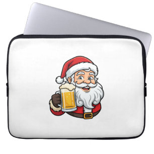Kerstman Drinkende Bier Kerst Grafiek Laptop Sleeve