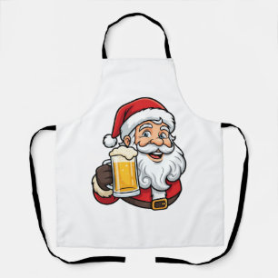 Kerstman Drinkende Bier Kerst Grafiek Schort