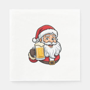 Kerstman Drinkende Bier Kerst Grafiek Servet