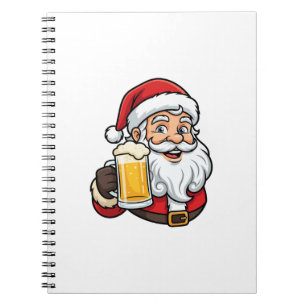 Kerstman Drinkende Bier Kerst Grafisch Notitieboek