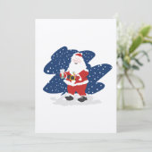 Kerstman drinkt Bubble Tea Feestdagenkaart (Staand voorkant)