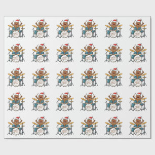 Kerstman Drummer Grappig Kerstfeest Rock Kerstmis Cadeaupapier