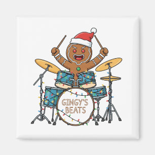 Kerstman Drummer Grappig Kerstfeest Rock Kerstmis Magneet