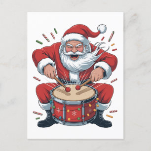 Kerstman drumt Kerst Drummer Xmas  Uitnodiging Briefkaart