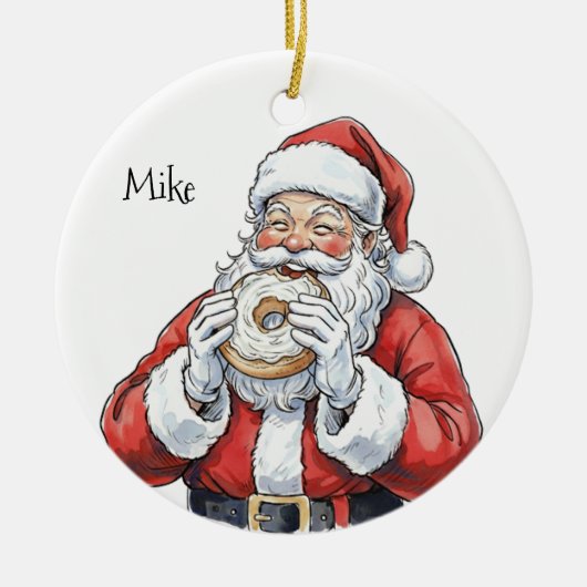 Kerstman eet bagel Ornament (Voorkant)