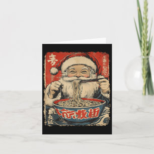 Kerstman eet Ramen Noedels Ukiyo-e Kerstmis Kaart