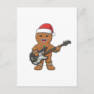 Kerstman Electric Gitaar Rock Grappige Feestdag Briefkaart