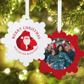Kerstman en aangepaste foto en naam ornament kaart
