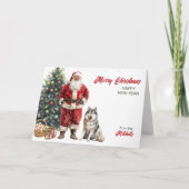 Kerstman en Alaska Malamute Dog Kerstmis Feestdagen Kaart (Voorkant)