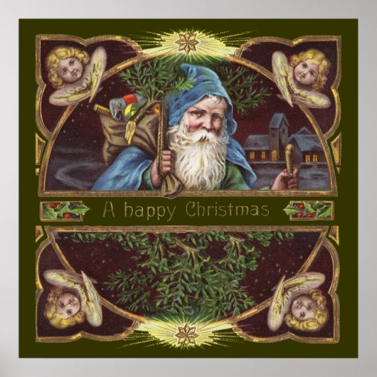  Kerstman en Angels Poster (Voorkant)