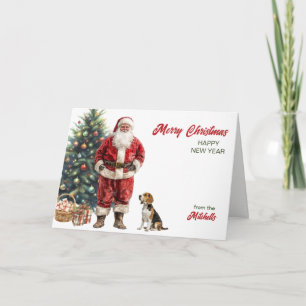 Kerstman en Beagle-hond Kerstmis Feestdagen Kaart