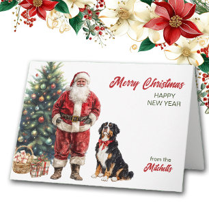 Kerstman en Berner Sennenhond Kerstmis Feestdagen Kaart