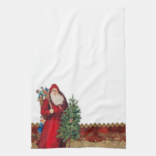  kerstman en boom theedoek (Verticaal)