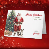 Kerstman en Boston Terrier Hond Kerstmis Feestdagen Kaart