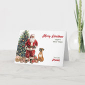 Kerstman en Boxer Dog Christmas Kaart (Voorkant)