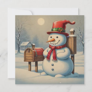 Kerstman en brievenbus illustratie feestdagenkaart