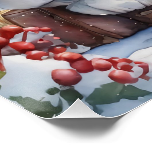 Kerstman en Bunny Natuur Illustratie Perfect Poster (Hoek)