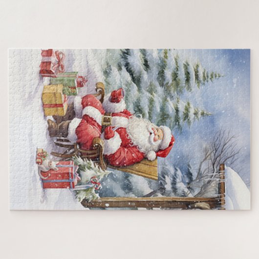 Kerstman en cadeaus legpuzzel (Horizontaal)