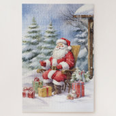 Kerstman en cadeaus legpuzzel (Verticaal)