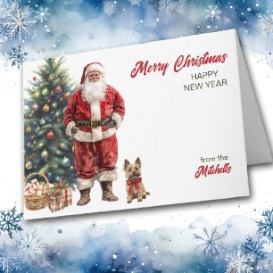 Kerstman en Cairn Terrier Hond Kerstmis Feestdagen Kaart