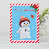 Kerstman en Cute Red Bird Kaart (Staand voorkant)