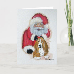 Kerstman en de Basset Hound Kaart