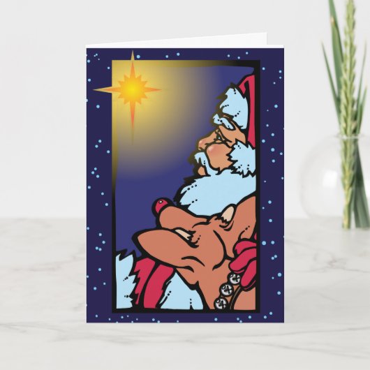 Kerstman en de Ster Feestdagen Kaart (Voorkant)