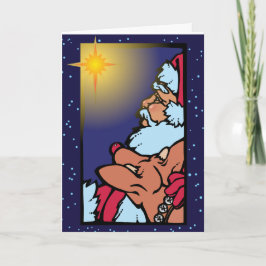 Kerstman en de Ster Feestdagen Kaart