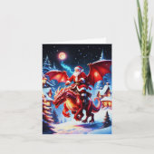 Kerstman en draak op kerstavond kaart (Voorkant)