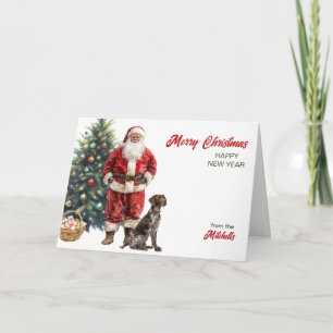 Kerstman en Duitse Staande Hond Feestdagen Kaart