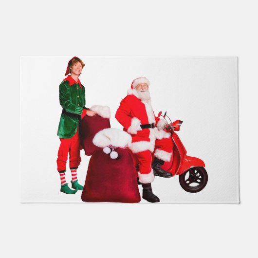 Kerstman en een elfdeurmat deurmat (Voorkant)