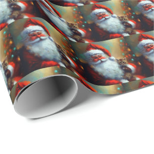 Kerstman en een kat 4 cadeaupapier