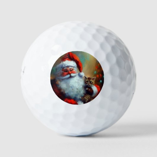 Kerstman en een kat (4) golfballen (Voorkant)