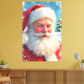 Kerstman en een kerstboom canvas afdruk (Insitu (Woonkamer))