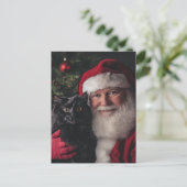 Kerstman en een zwarte kat briefkaart (Staand voorkant)