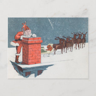  kerstman en Elf Chimney met Kerstmis Briefkaart