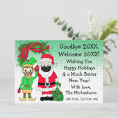 Kerstman en Elf in de gevallenzaal Kaart (Staand voorkant)