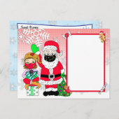 Kerstman en Elf in Mondmasker Brief van Kerstman B Feestdagenkaart (Voorkant / Achterkant)