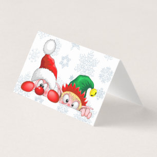 Kerstman en Elf Schattig en grappig Kerst Cartoon  Kaart