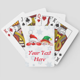 Kerstman en Elf Schattige en grappige karakters gl Pokerkaarten