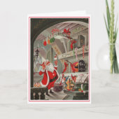 kerstman en Elves die koekjes en Snoep maken Feestdagen Kaart (Voorkant)