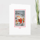 kerstman en Elves die koekjes en Snoep maken Feestdagen Kaart (Achterkant)