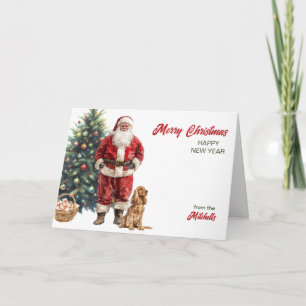 Kerstman en Engelse Cocker Spaniel Kerstmis Feestdagen Kaart